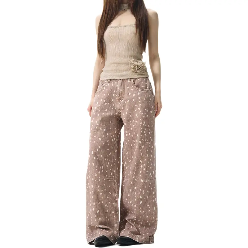 WLNEXT Jeans Unisex Brown Red-2