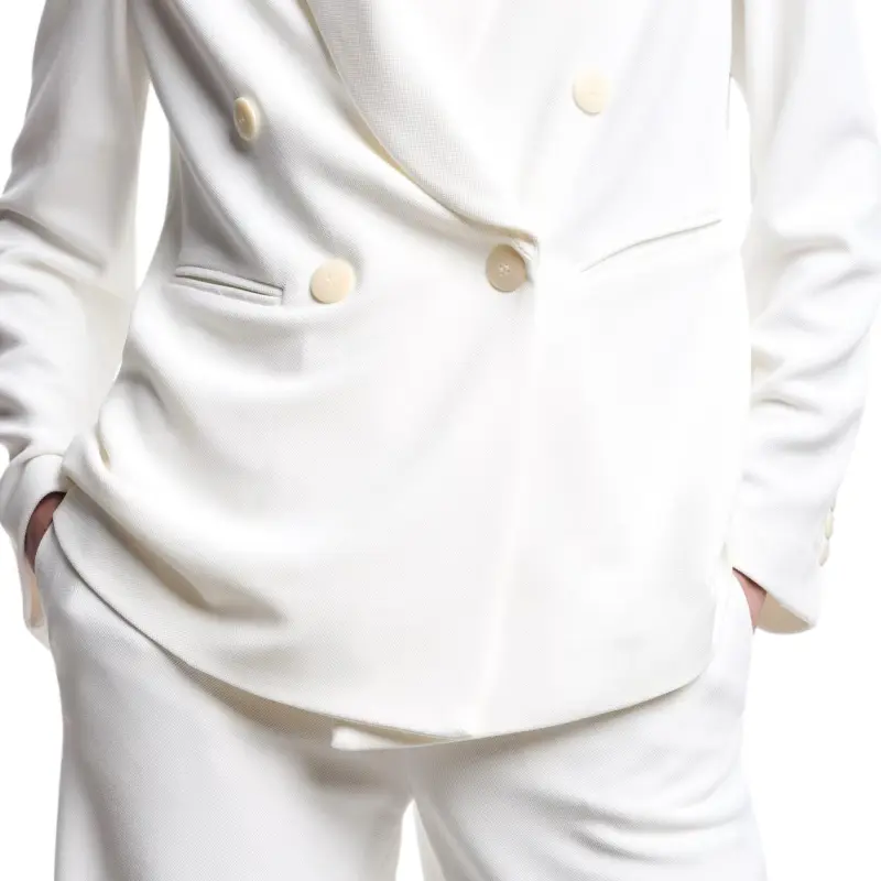 EMPORIO ARMANI Icon Compact Piqué Double breasted Blazer-4