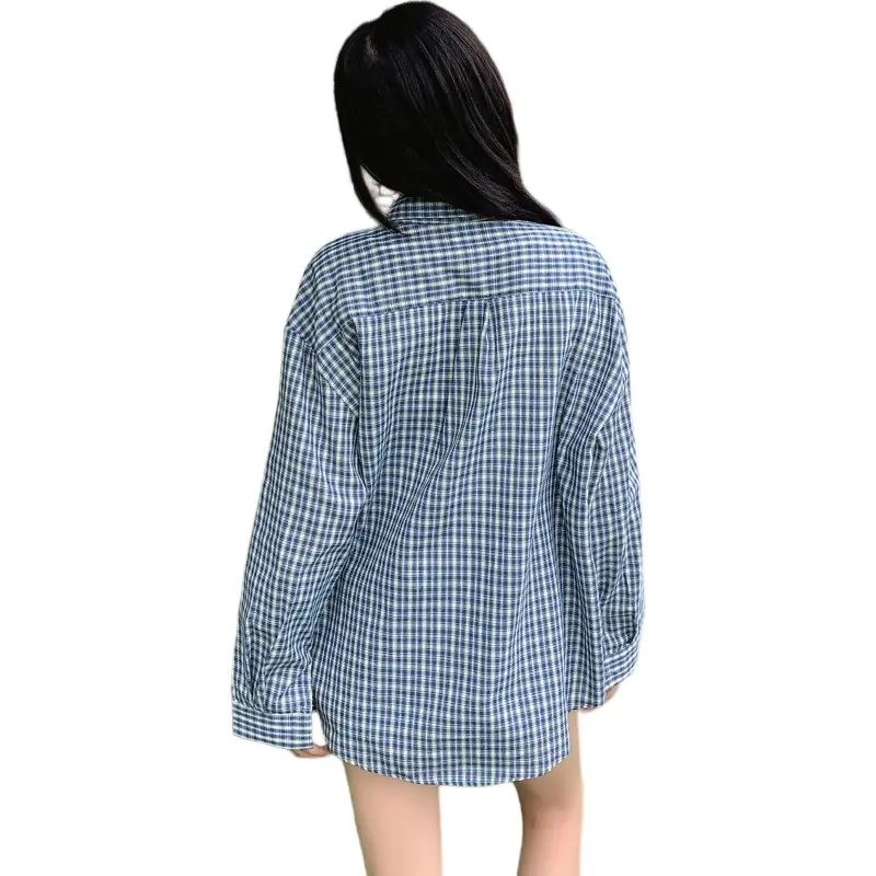 Wen Shan Shirts Women's Blue Plaid-4