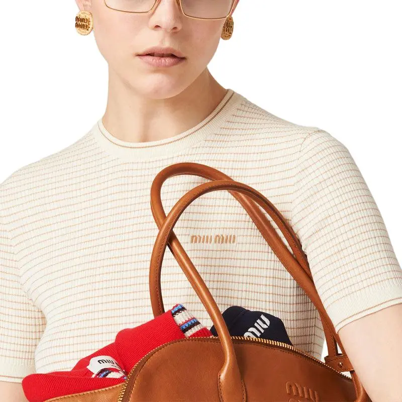 MIU MIU Short Sleeved Dresses Women's Beige-3
