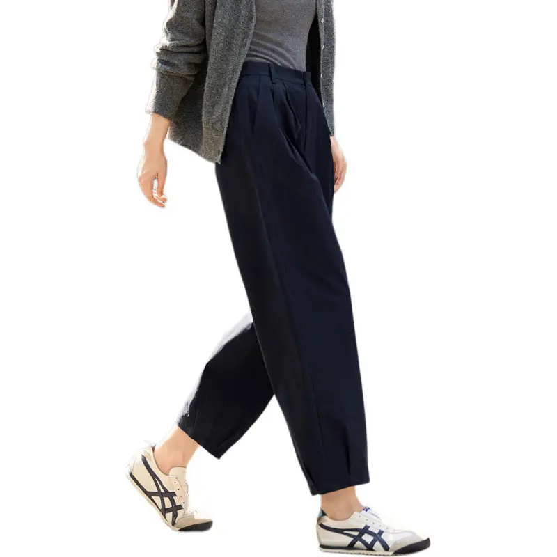 Mo Han Yi Mei Casual Pants Women's Navy Blue-2