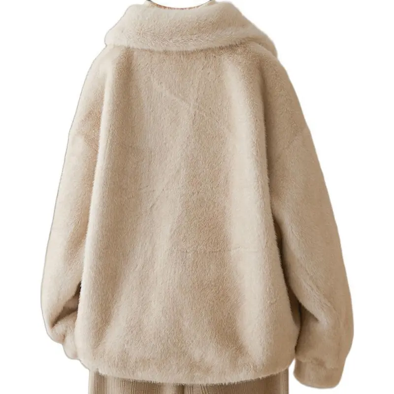 IHIMI Velvet feel Coat Women's Beige-2