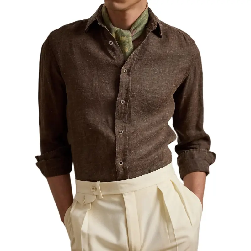 Ralph Lauren Purple Label Shirt Men's Chestnut Brown-1