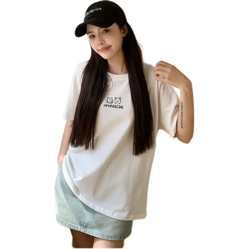 Mu Xiao Xin T Shirt Women's Front And Back Print White-1