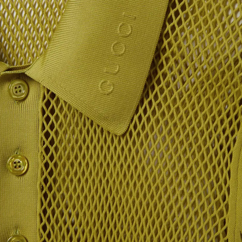 GUCCI Embossed Technical Mesh Polo Top-4