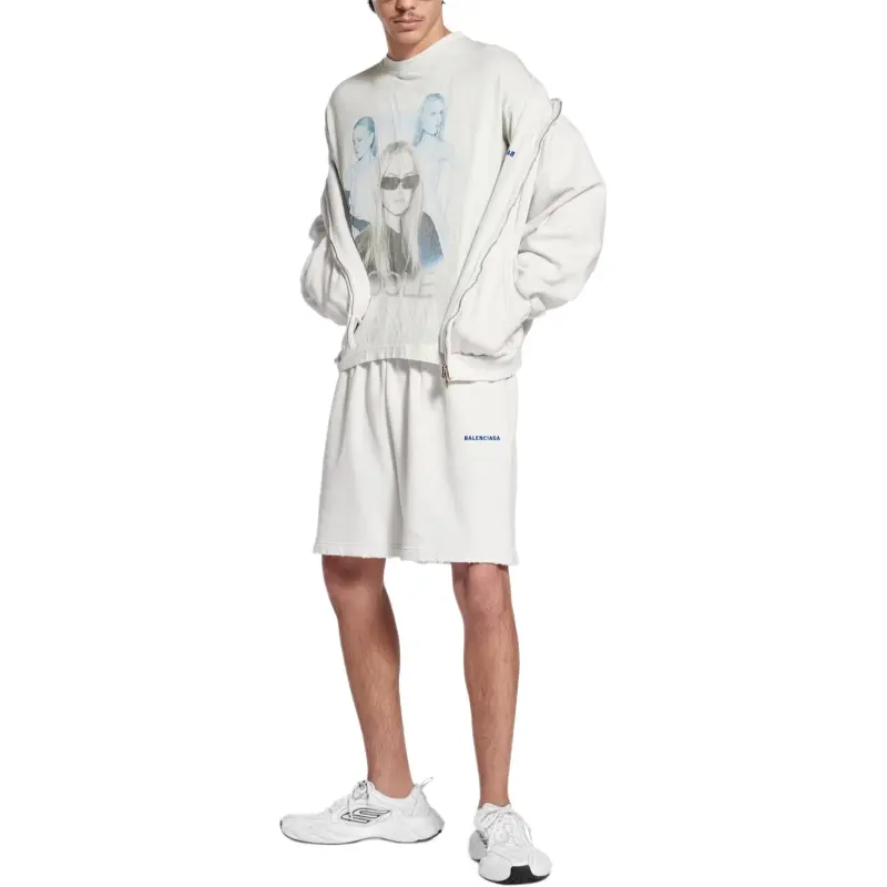 Balenciaga Casual Shorts Loose Fit Men's White Blue-1