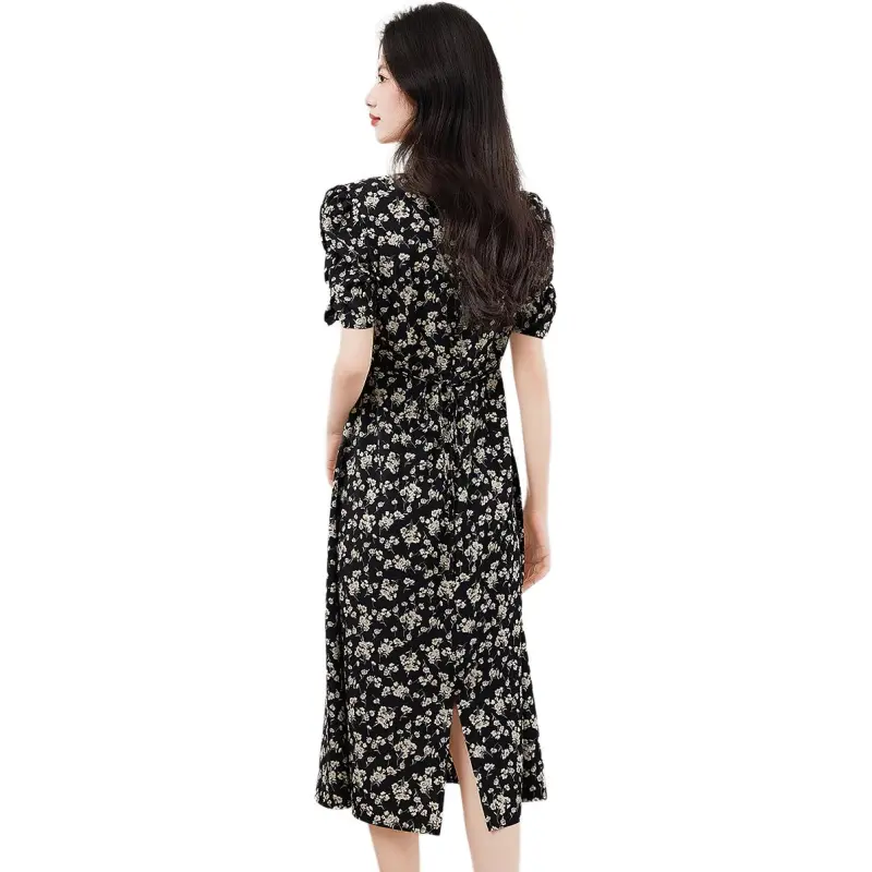 XINFEIYU Short Sleeved Dress Women's Floral-0