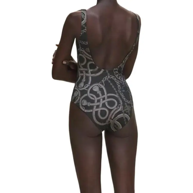HERMES One piece Swimsuit Women's Charcoal Gray-2