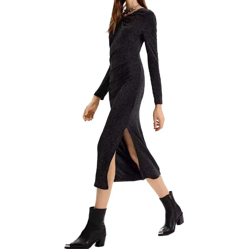 KARL LAGERFELD FW24 Long Sleeved Dress Women's Black-3