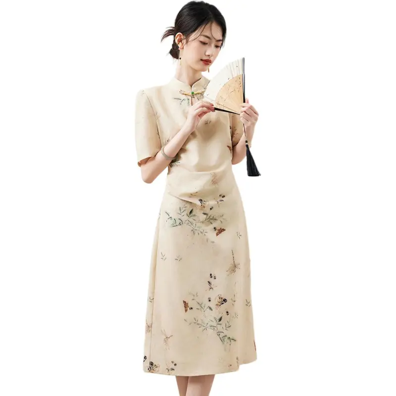 XINFEIYU Short Sleeved Dresses Women's Yellow-4