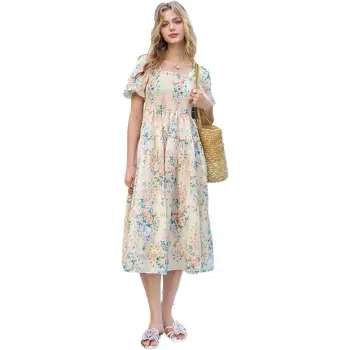 ELF SACK Short Sleeved Dress Women's Floral Pink