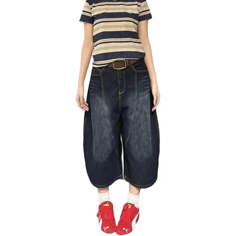 DUATOGE Denim Shorts Men's Vintage Blue -2