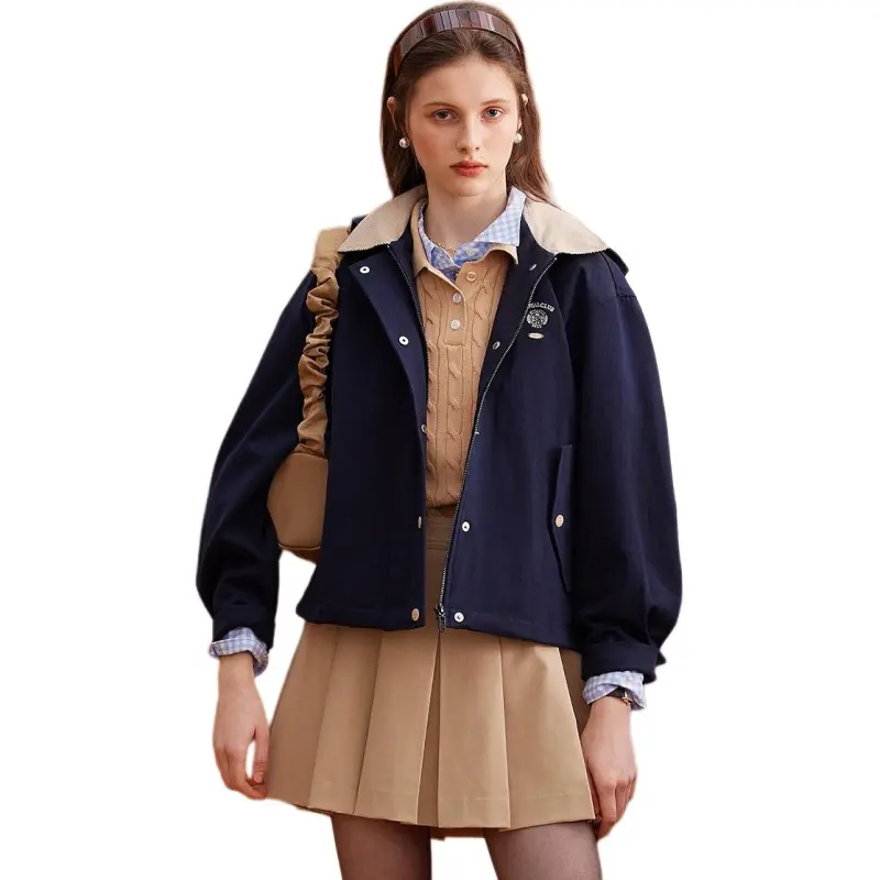 Teenie Weenie Cropped Coat Women's Navy Blue-2
