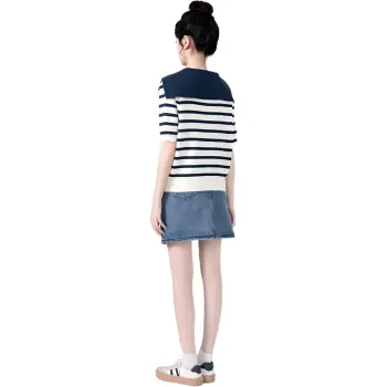 Flowers In Water T Shirt Women's Blue Stripes