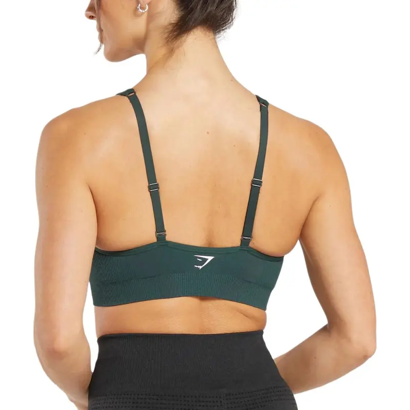 GYMSHARK Vital Seamless V Neck Sports Underwear Women's Forestland Green Clay Gray Limestone-2
