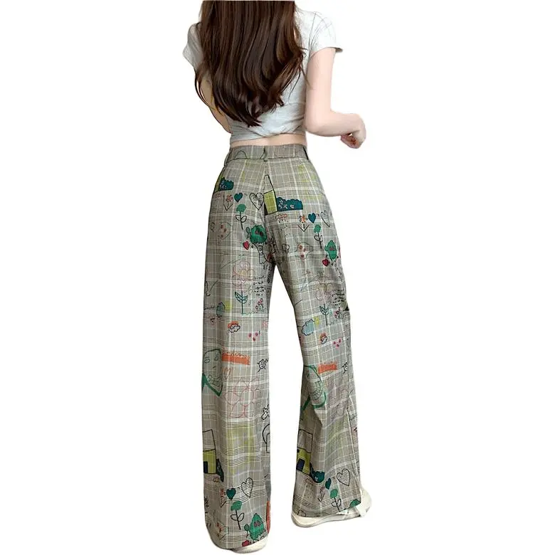 Garbege Casual Pants Women's Gray Khaki Color-1