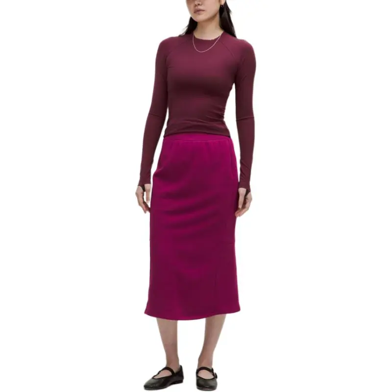 Lululemon Long Sleeve T Shirt Women's Dark Red-2