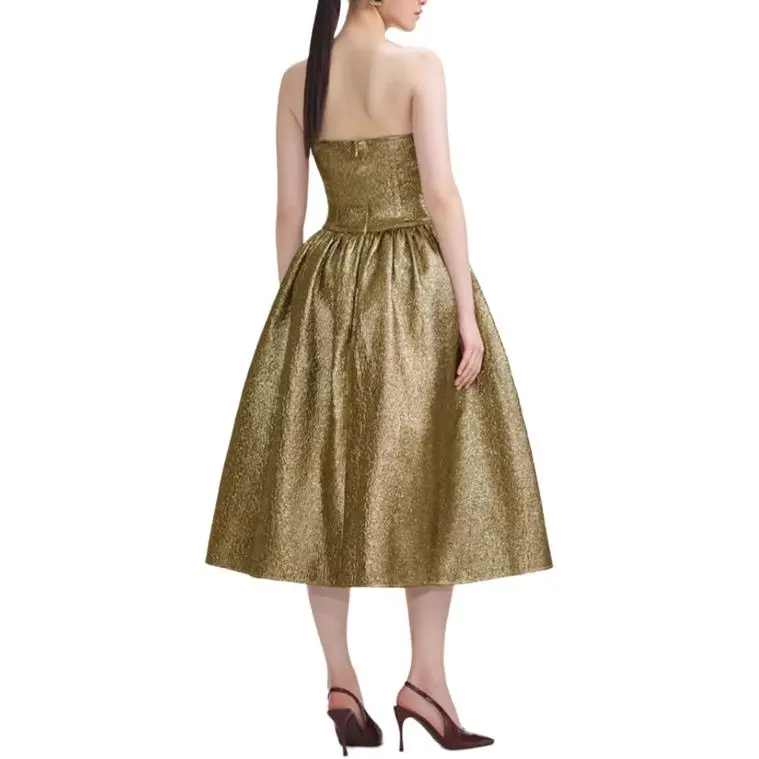 Self-portrait Metallic Jacquard Midi Dress-2