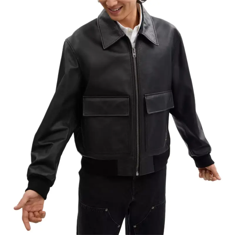 COACH FW24 Leather Jacket Men's Black-3