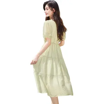 Like The Age Of Water Short Sleeved Dress Women's Green