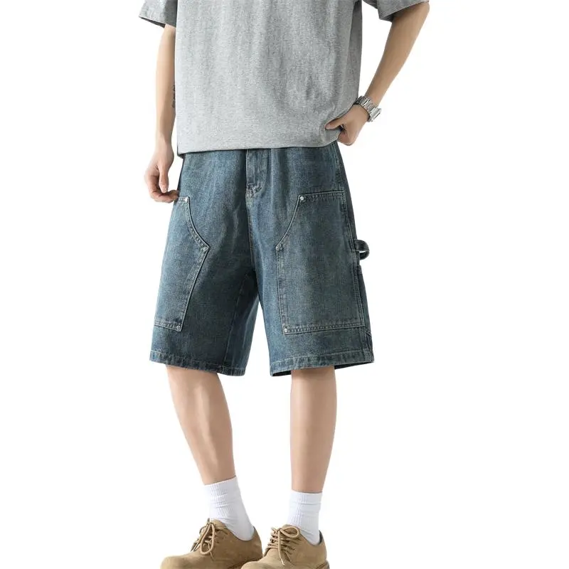 FONDLOOK Denim Shorts Men Blue-4