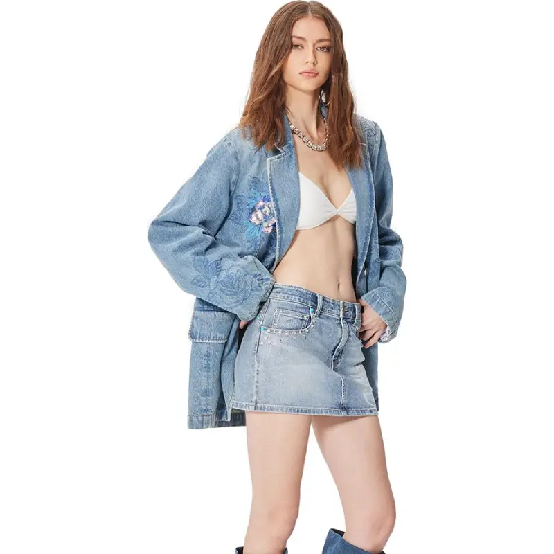 Ed Hardy SS25 Denim Jacket Women's Blue-5