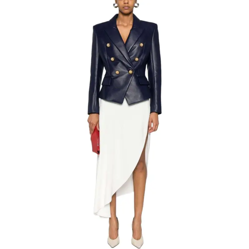 BALMAIN Leather 6 button Blazer-1
