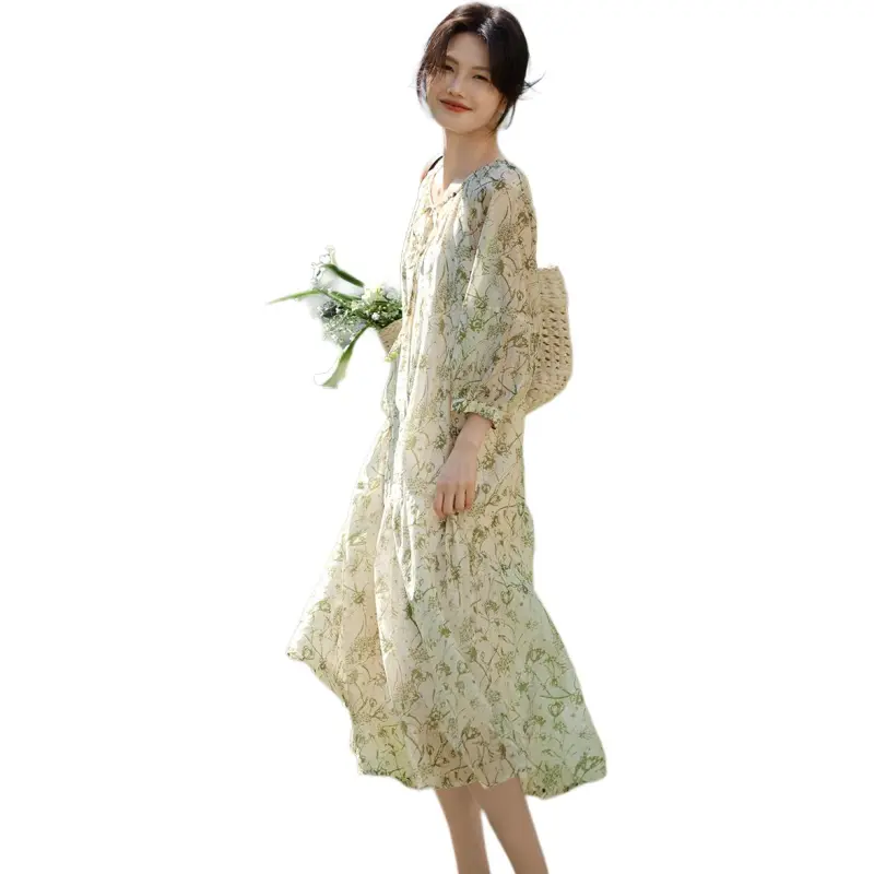 XWI SS24 Long Sleeved Dress Women's Green-2