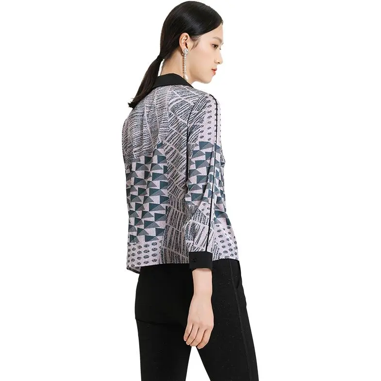 QIAOWANNI Shirt Women's Geometric Illusion Pattern-1