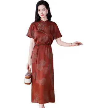 Yi Mengyuan Silk Short Sleeved Dress Women's Image Color
