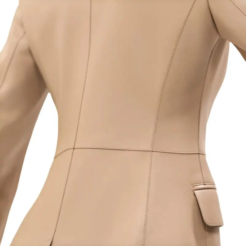 HERMES Leather Jacket Women's Camel-2
