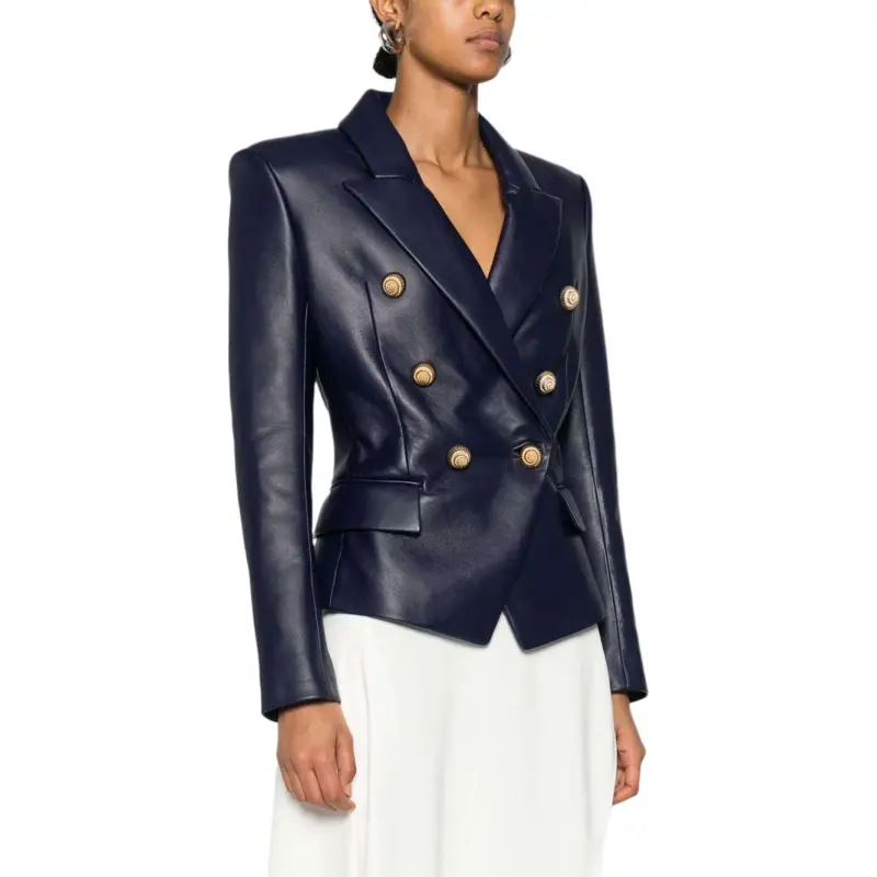 BALMAIN Leather 6 button Blazer-3