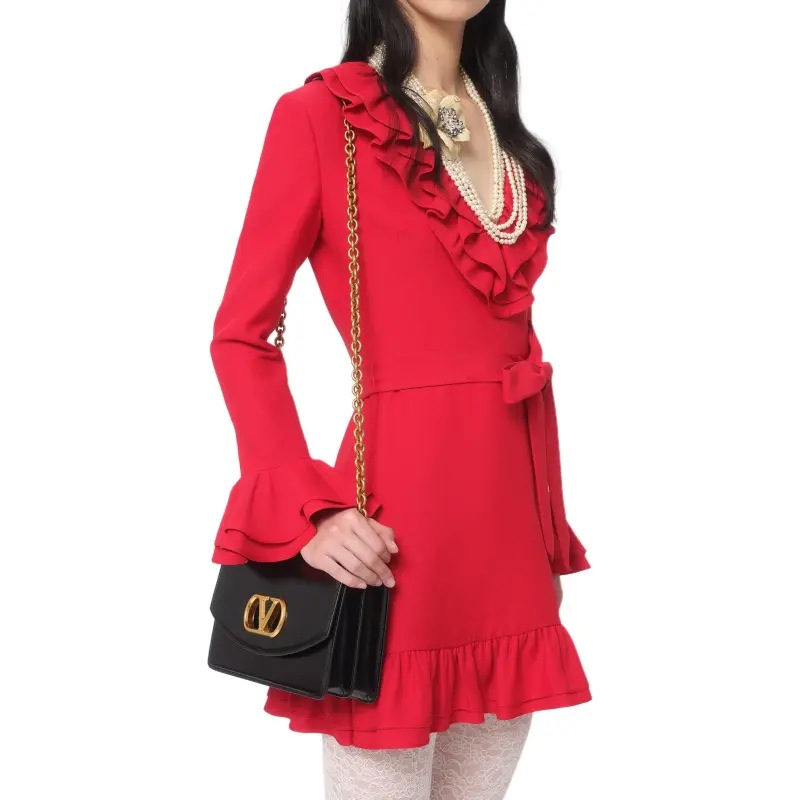 Valentino Ruffled V Neck Mini Dress-5