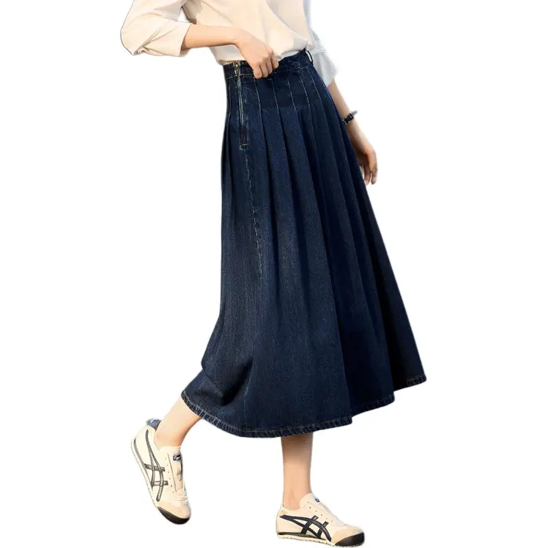 Mo Han Yi Mei Denim Long Skirt Women's Dark Blue-7
