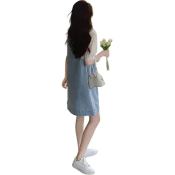 TEME Short Sleeved Dress Women's Denim Blue