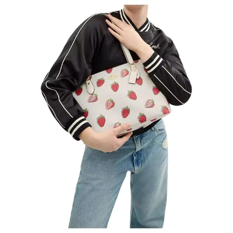 COACH Gallery Coated Canvas Shoulder Bag Tubas Women's White & Red-4