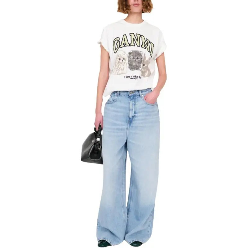 GANNI Logo print T shirt-1
