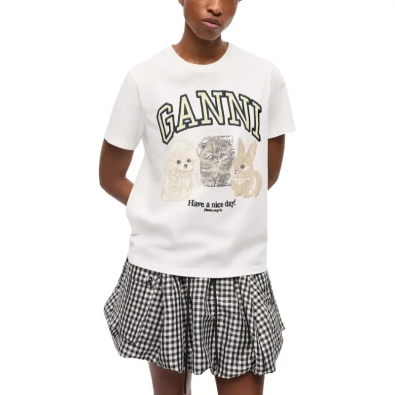 GANNI Logo print T shirt-3