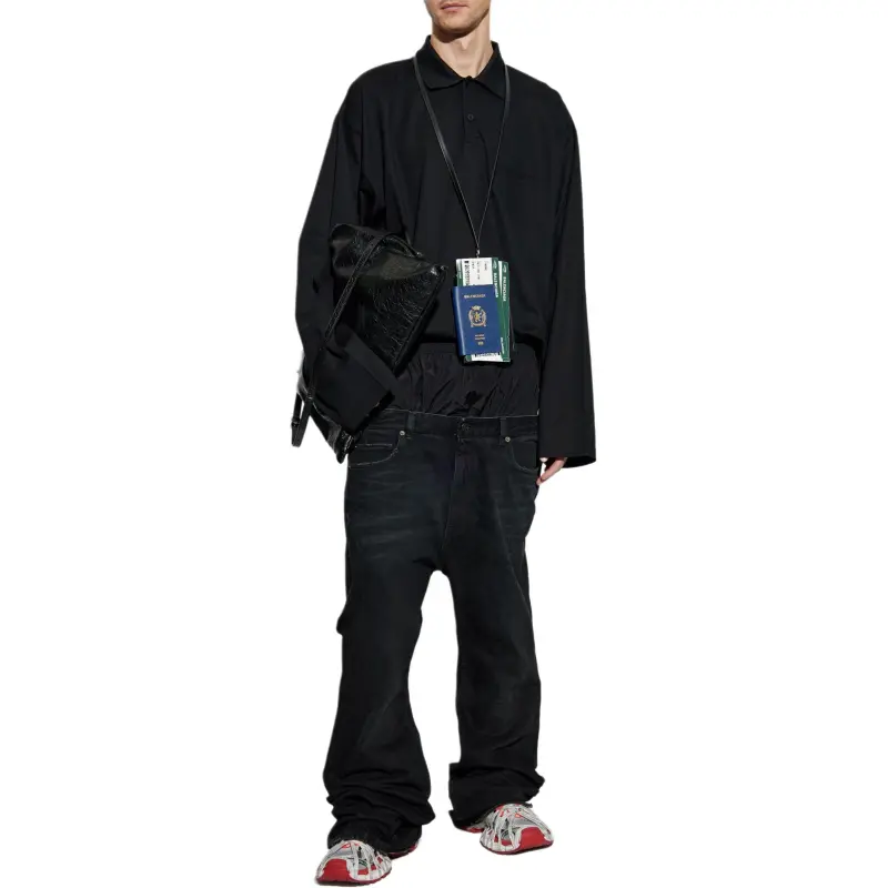 Balenciaga Collared Long Sleeve Polo Shirt-3