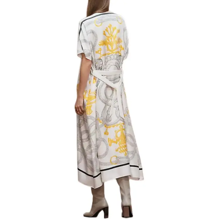HERMES Short Sleeved Dress Women's White-1
