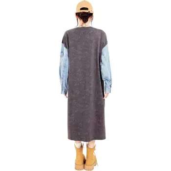 MUGUOGUOMU Long-Sleeved Dresses Women's Stone Gray