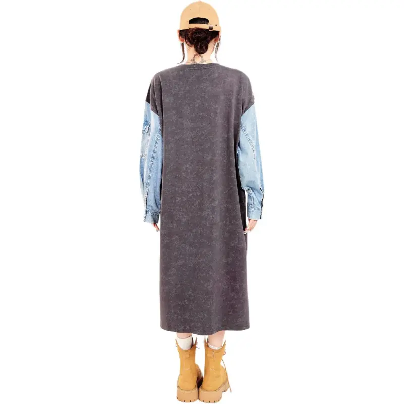 MUGUOGUOMU Long-Sleeved Dresses Women's Stone Gray-0