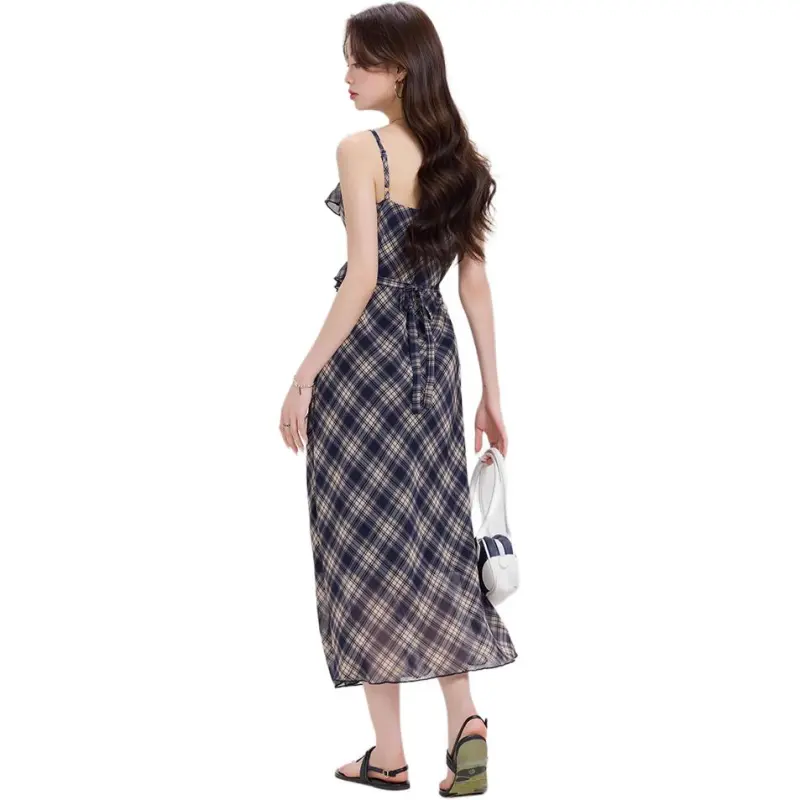 Dior Beauty Slip Dresses Women's Black Plaid-1