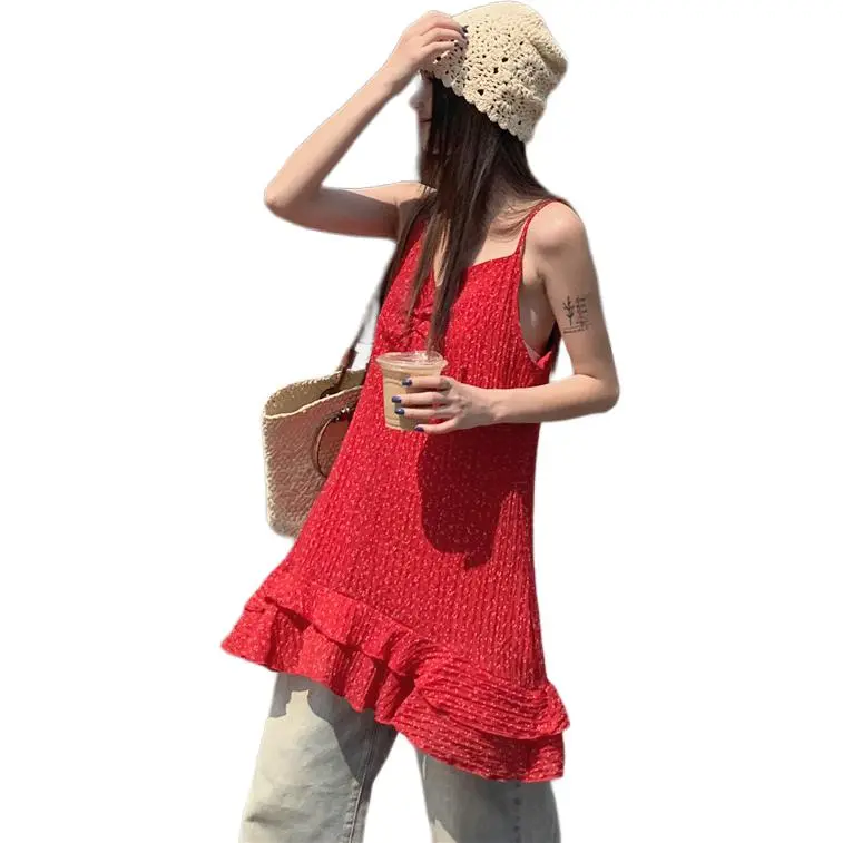 GOSO Slip Dresses Women's Red-4