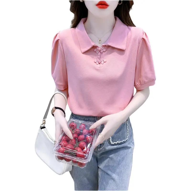 Mu Xiao Xin Puff Sleeve T Shirt Women's-2