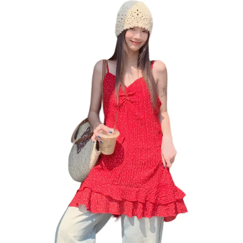 GOSO Slip Dresses Women's Red-5