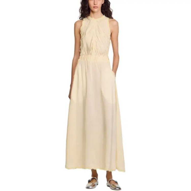 Sandro Slub texture Maxi Dress-3