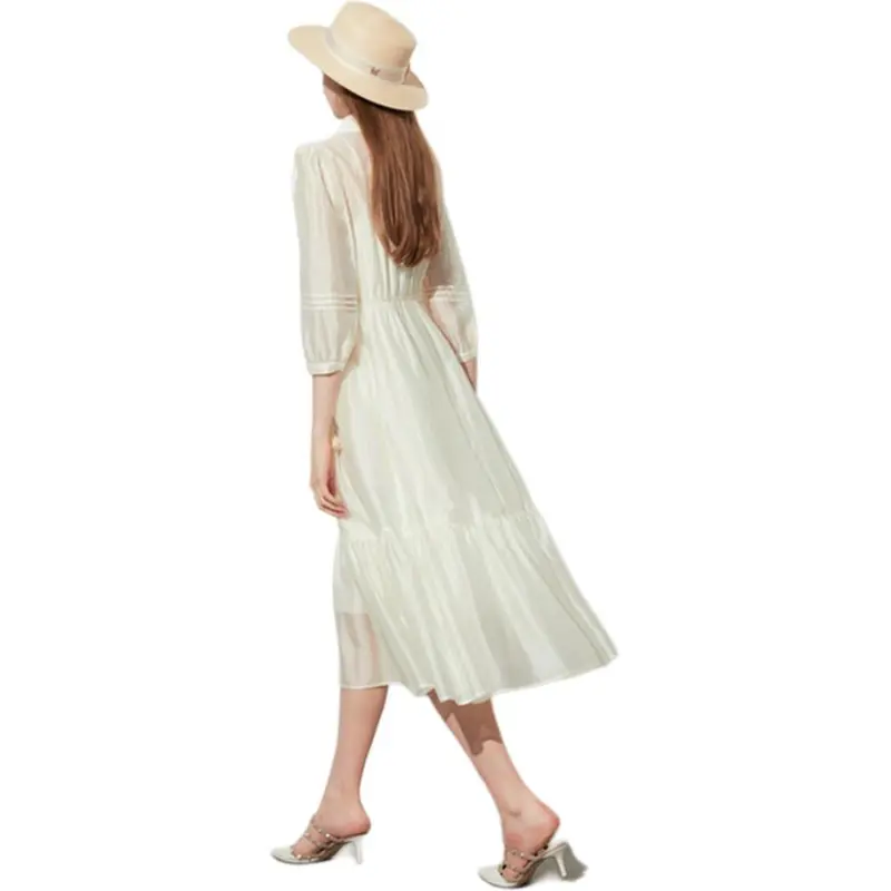 DPLAY Long Sleeved Dress Women's Creamy Apricot-4