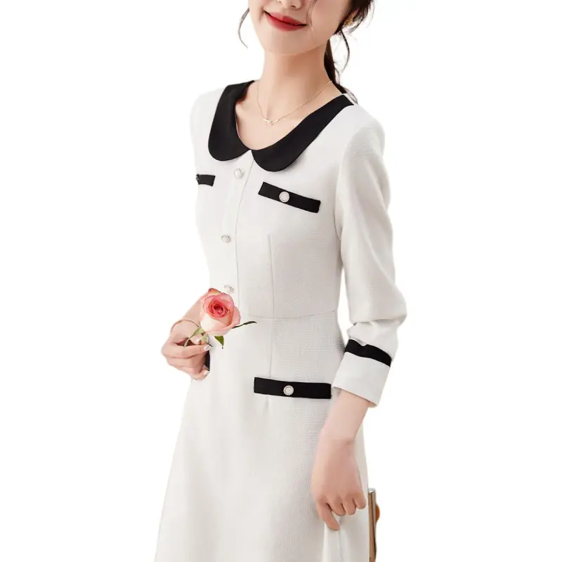 Mo Han Yi Mei Long Sleeved Dress Women's Pearl White-1