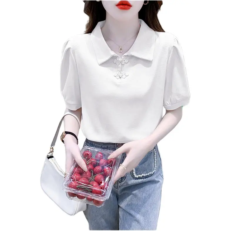 Mu Xiao Xin Puff Sleeve T Shirt Women's-5